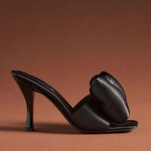 Jeffrey Campbell Black Satin Bow Down Heels Size 7